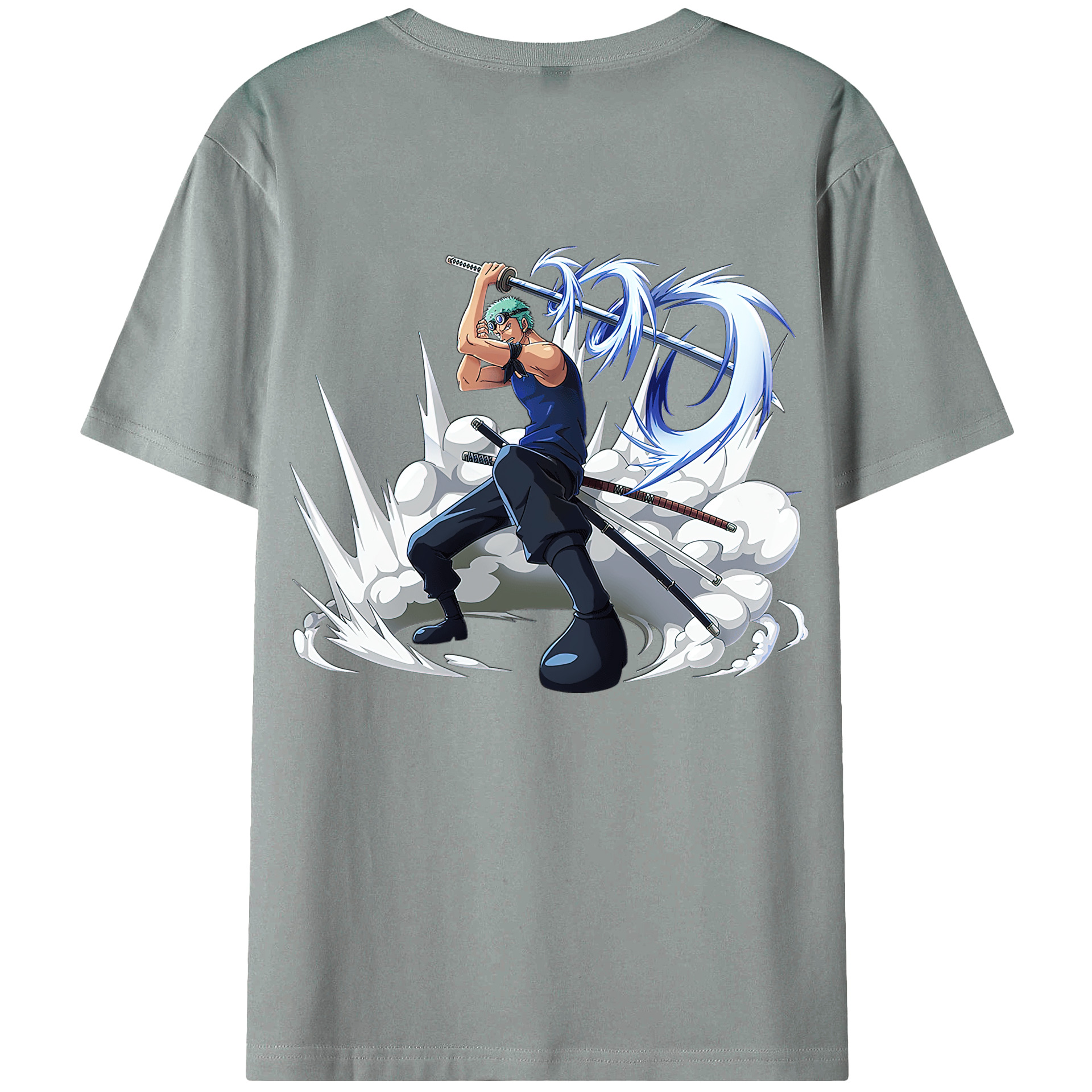 ワンピース ロロノア・ゾロ ONE PIECE Roronoa Zoro 綿100％ メンズ半袖Tシャツ（バックプリント） 通気性